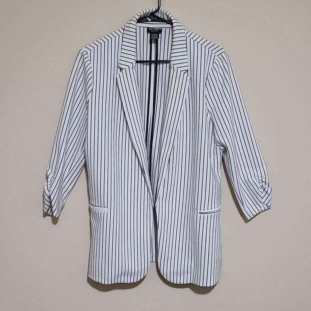 Black and white striped blazer